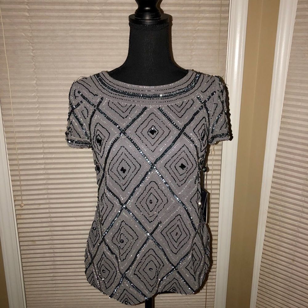 🆕Adrianna Papell Beaded Formal Blouse, NWT